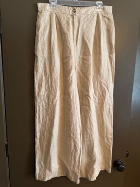 NWT Magaschoni Tan Linen Wide Leg Pants